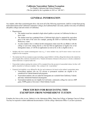 California Nonresident Tuition Exemption Form