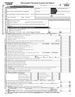 Arizona Nonresident Personal Income Tax Return