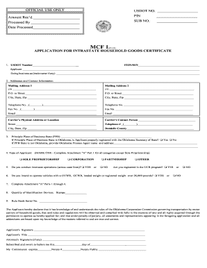 Burger king paper application - MCF 1 - Oklahoma Corporation Commission