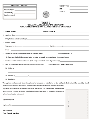 Oklahoma Trucking Harvest Permit Extension