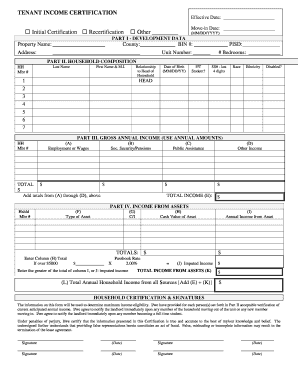 Tenant Income Certification Form