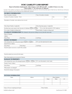 Reset Form Report all incidents telephonically within 24 hours: Call 1-800-416-4029 available 24 hours every day - www2 ucsc