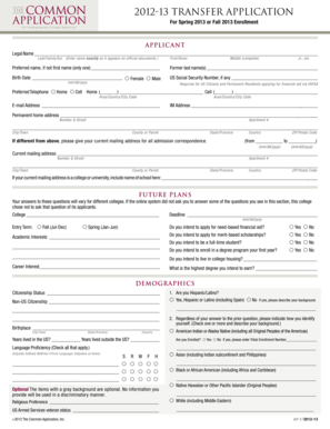 2012-13 Transfer Application Form