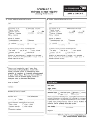 California Form 700 Amendment Schedule B