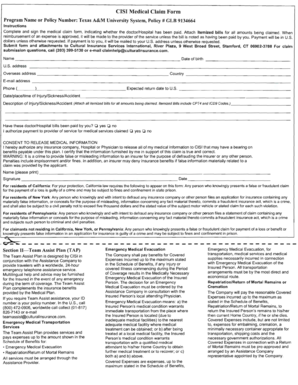 CISI Medical Claim Form