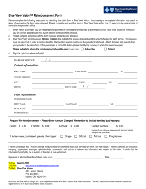 Blue View Vision Reimbursement Form
