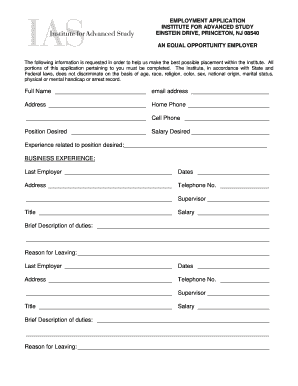 Employment Application Form