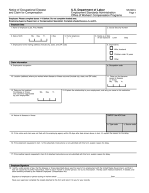 US Federal Occupational Disease Claim Form