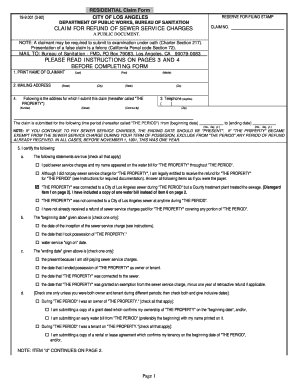 City of Los Angeles Sewer Service Charge Refund Claim