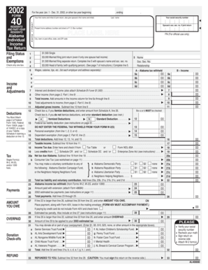 Alabama Income Tax Return Form 40