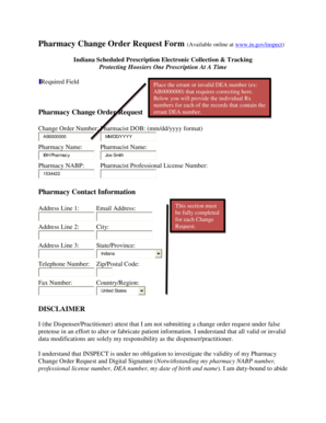 Pharmacy Change Order Request Form
