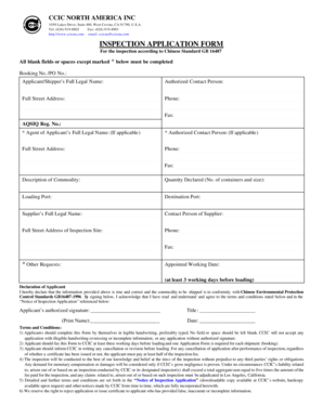 Inspection Application Form