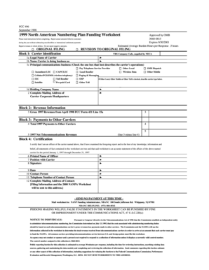 FCC 496 1999 NANPA Funding Worksheet