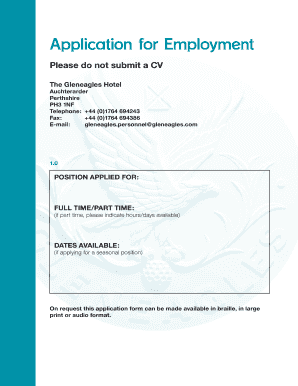 gleneagles hotel apllication form