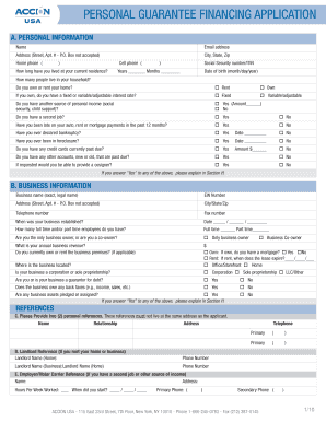 PERSONAL GUARANTEE FINANCING APPLICATION - panynj