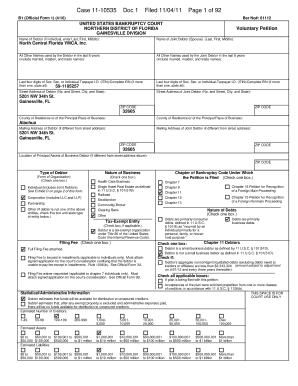 US Bankruptcy Voluntary Petition Form