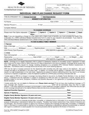 HPN Individual HMO Plan Change Request Form