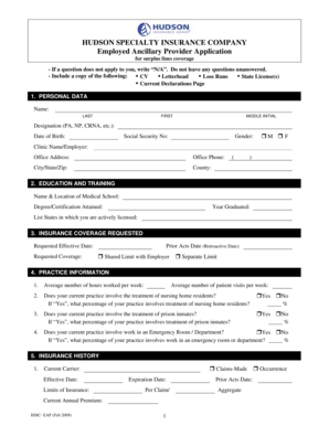 Employed Ancillary Provider Application