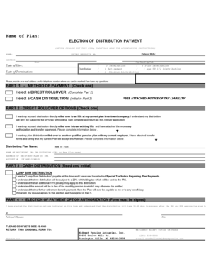 Election of Distribution Payment Form