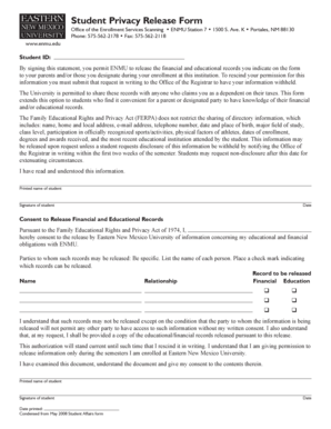 Student Privacy Release Form