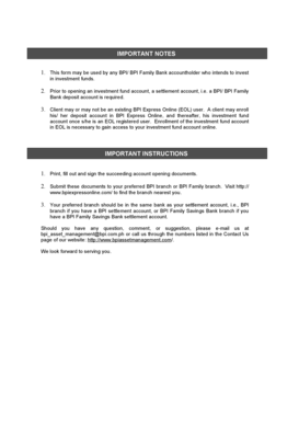 BPI Investment Account Application