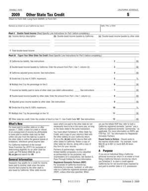 California 2009 Other State Tax Credit Schedule