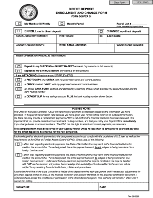 Direct Deposit Enrollment and Change Form.xls - uncsa