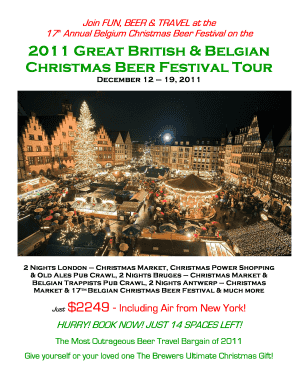 17 Annual Belgium Christmas Beer Festival On The - Fill and Sign