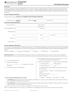Diversified Distribution Request Form