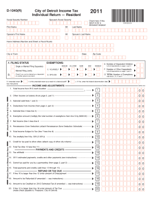 City of Detroit Income Tax 2011