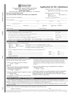 Community College Re-Admittance Application