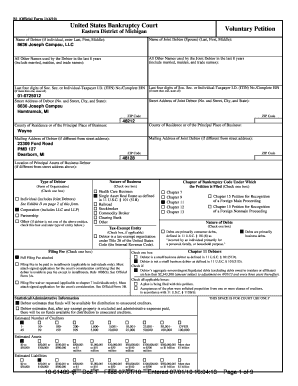 Bankruptcy Forms. 8636 Joseph Campau, LLC - William R. Orlow P41634