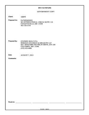 2010 Form 990 Tax Return