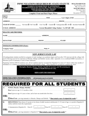 New Jersey Immunization Form