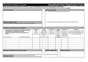 Rochford District Council Household Voter Registration Form