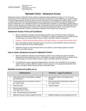 Adolescent Access Authorization Form