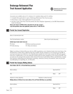 Brokerage Retirement Plan Trust Account Application