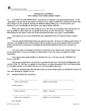 New York Statutory Short Form Power of Attorney