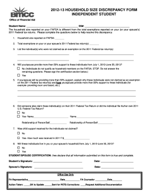 2012-13 Household Size Discrepancy Form