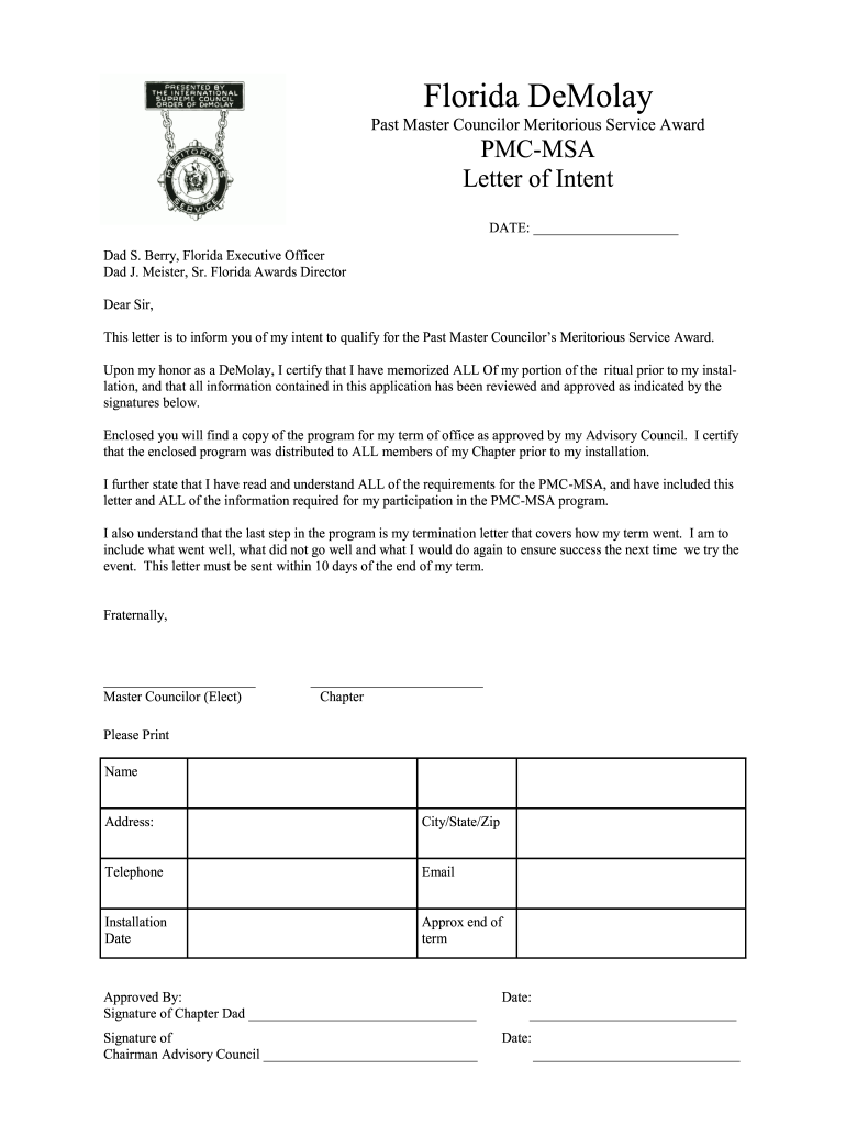 demolay letter intent Preview on Page 1