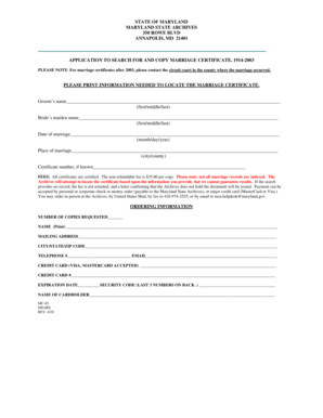 Maryland Marriage Certificate Search Application