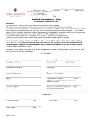 MS IV Special Elective Request Form - MSA - Indiana University - msa medicine iu