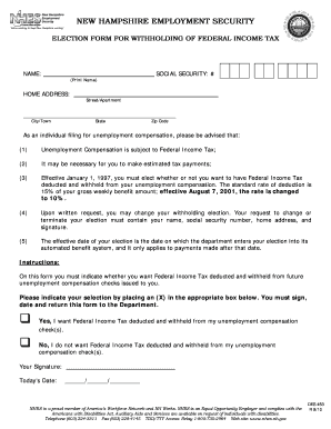 New Hampshire Federal Income Tax Withholding Election Form