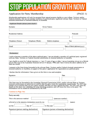 Application for Party Membership