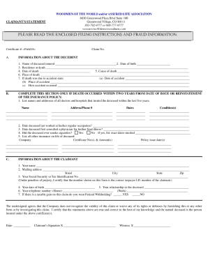 woodmen of the world life insurance claim forms