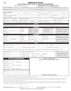 Gas and Electric Service Facility Application Agreement