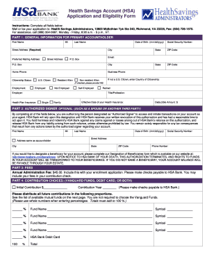 Health Savings Account Application Form