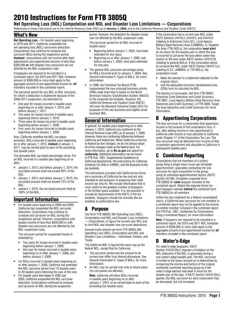 ca corporation franchise tax form 3805q Preview on Page 1