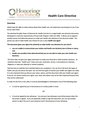 Iowa Durable Power of Attorney for Health Care