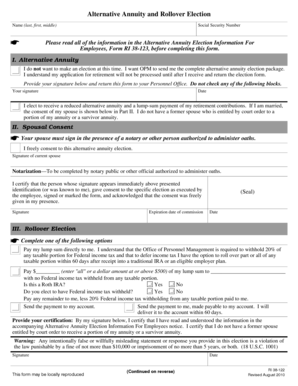Alternative Annuity and Rollover Election Form RI 38-122